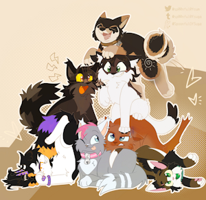 Kitty pile by SpoonfulOfSuga