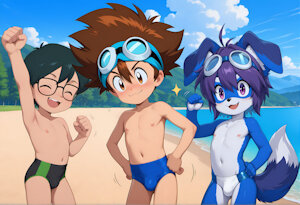 Max And Fusion Got Tai to wear a speedo. by Fusionxglave