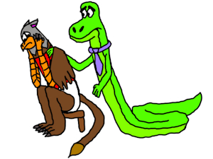 A Sad Gryphon and a Comforting Anaconda by PuffyTail33