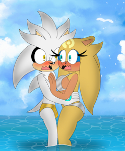 SilverXGold: Handsy at the Beach by MasterMochiKun
