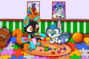 Two Cutties Playing toghether by Puffygills