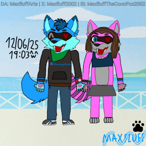 Maxfluff And Mackenzie At The Beach by MaxfluffTheCoonFox2002