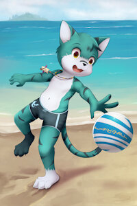 Kitty at the beach by Bunnypaint