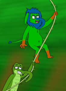 Patrickelelion and Nachoelegater hang from vines by BearsFlush