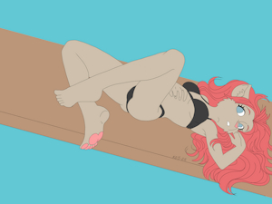 Sunning kitty by Qwaychou
