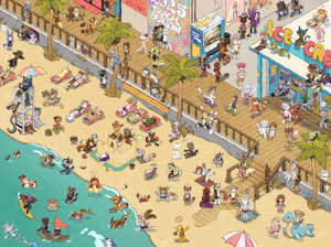 Where's Razumi? Beach YCH! by RaspberryWah
