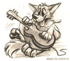 “Playing Guitar” doodle by Keovi by WolfSkoll