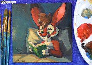 Max Hare Reading a Book by pandapaco