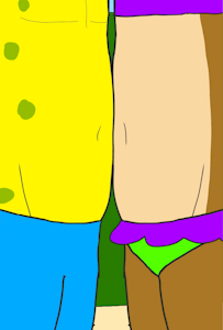 SpongeBob and Sandy belly touching by TheFurryTree
