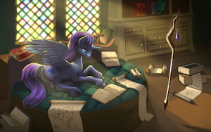 Teen Nyx Reading in the Library by Beltar