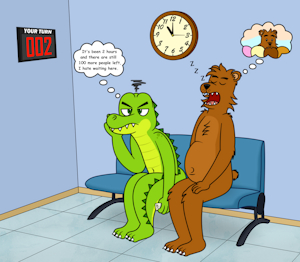 Croc and Bert waiting for their turn by BearsFlush