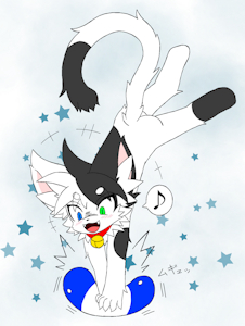 丸い生き物と遊ぶ猫 by Hotsuki