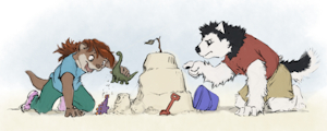 Two Pups and a Sandbox by Slate