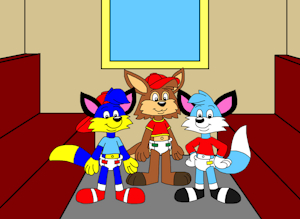 alex, brucie and freddy fox in the diaper train by CartoonFoxArt2002