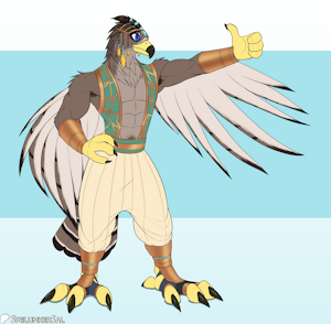 Booted Eagle character design (Patreon Ult. Comm) 09/2025 by SpelunkerSal