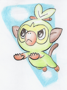 Grookey into the sky by drpo15ta