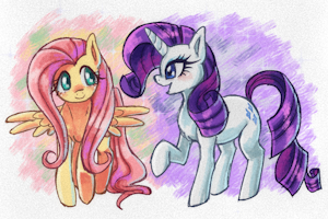 Rarity and Fluttershy by M0n0M0nk11