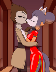 Heather and Mitsukatta Share a Kiss~ by VulpivoidRubber