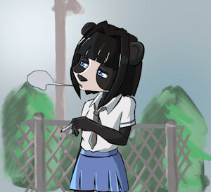 Smoking at the back of the school by Emouri