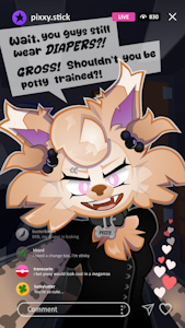 Goth puppy has a streaming mishap by PixxyStick