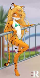 She is waiting to go together to the beach. by ElevenReborn