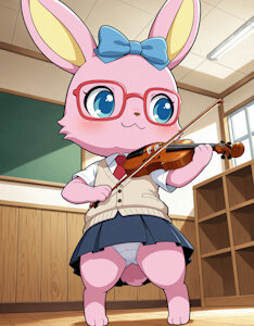Schoolgirl Luna playing violin by CelestialBlu3