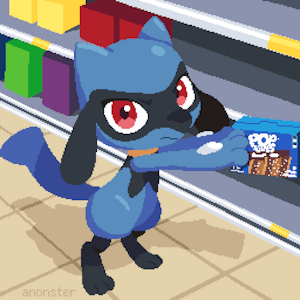 Riolu at the store by Anonstero