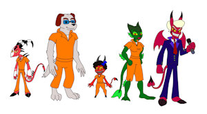 Hellrunner Character Designs (with Blitzø for scale) by LoneWolf23k