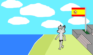 Ewald Walking on a Beach in Spain by TerryTheBlueFox