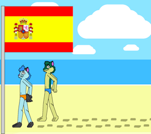 Bendt and Edvin Walking on a Beach in Spain by TerryTheBlueFox