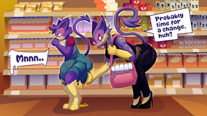 Purrloin & Mom at the groccery store. by PixxyStick