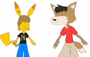 Josh showing his Bad Bunny Shirt by MegaManstitch87