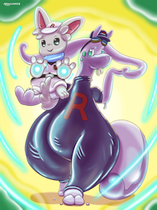 Rubberizing Duo - Team Rubber Rocket Goodra and Minccino by Mewscaper