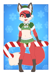 Fluffy being a festive fox by FluffySeaVixen