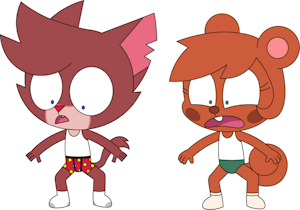 Murphy and Mitzi Embarrassed in their underwear by pingguolover