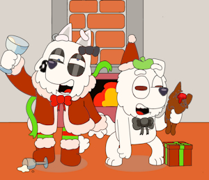 Christmas Eve between Andre and Oliga. by AndrePaperman