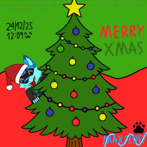 Maxfluff Looking Thru A Xmas Tree by MaxfluffTheCoonFox2002