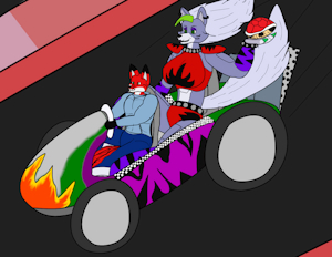 Metal and Roxy in a kart race by silentMetalfox