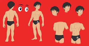 Jacob Painter with Speedo - Model Sheet by darkbunny666