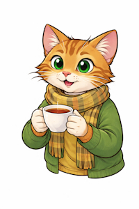 A simple cat drinking tea by BlackScreen