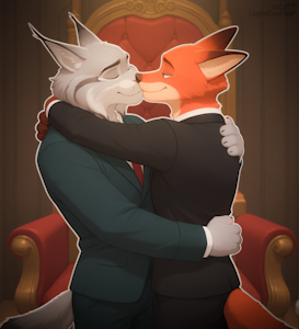 「"Now, Mr. Pawbert, Mr. Nick, you may kiss each other."」 by LingRedCloud