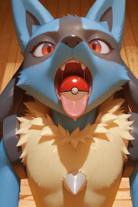 Lucario swallowing pokeballs (AI) by Roop