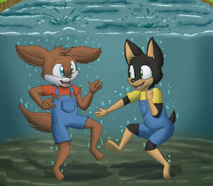 Puppies In The Pond by SPARTASTICUS