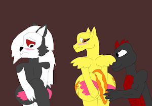 Firetail slapping both Loona and Spitfire butt by FiretailDragon