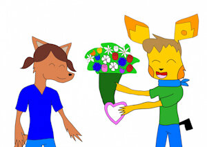 Blake gives Momoko her 6th Birthday/Valentines gift by MegaManstitch87