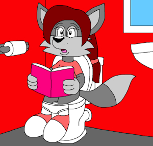 Celiah the Wolf in the Toilet by CartoonFoxArt2002