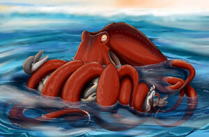 Octopus Tickles Anthro Dolphin by kotya-ra by AnthroCoilFeetLover