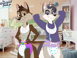 ABDL Wiley Wolf and ABDL Violet Wolf by JJJTechno2003