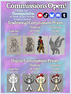 Commissions Open! Check Description for details by ThreeSpiritsTrio