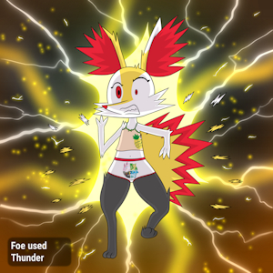 Scarlet attacked by a Electric-type attack by PonPonTheDreambunny